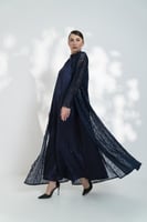 جلابية تل مطرز بفستان كوله كحلي