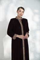 جلابية مخمل كولة قطن مشجر بقيطان اسود