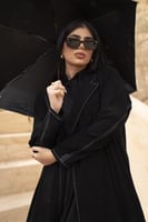 عبايه بالطو دقه مكينه اسود بفستان