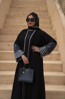 عباية رمضان كم مزخرف أزرق