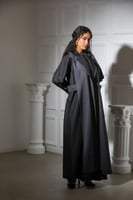عبايه كتان قطعتين اسود