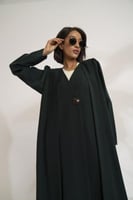 عبايه كريب طبقتين أخضر