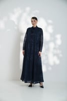 جلابية تل مطرز بفستان كوله كحلي