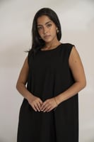 فستان قصة دائرية سادة اسود