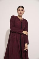 عبايه حرير كوبرو مشجر قصه تحت قيطان عنابي