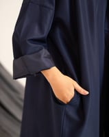 عباية سفر كتان اوفر سايز - كحلي