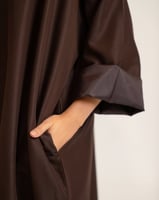 عباية سفر كتان اوفر سايز - بني