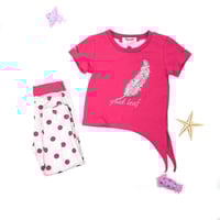 طقم أطفال صيفي قطعتين "ريشة الأناقة" - بلوزة مزينة...