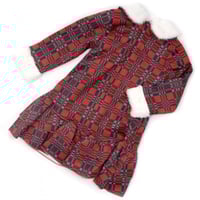 فستان أطفال شتوي كاروهات بياقة فرو ناعمة - إطلالة...