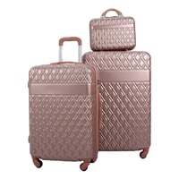 مورانو طقم شنط سفر فايبر من 4 قطع منقوش روز قولد