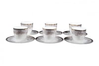 طقم فناجين قهوة بروسلين تركي مع صحون من كوتاهيا مك...