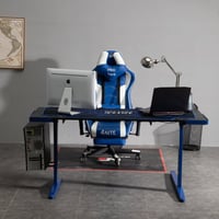 كرسي قيمنق مع طاولة قيمنق زاوية لون أزرق بأبيض