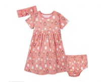 فستان قطن 3 قطع لون وردي (Ice Cream) ماركة Gerber