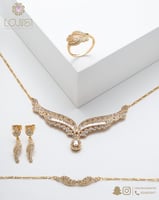 طقم ناعم مطلي زركون ذهبي