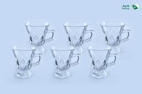 طقم فنجان شاي زجاج ياباني 12سم 6حبات