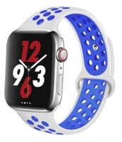 سوار رياضي ابيض مع ازرق ساعة ابل White Blue Sport...