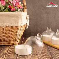 حافظة مكسرات بغطاء زجاجي ( ثلاثي)