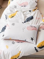 طقم لحاف 3 قطع أبيض وردي / حوت - 260*230