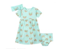 طقم فستان قطن 3 قطع أزرق ( Rainbow) ماركة Gerber