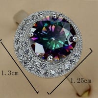 خاتم نسائي مطلي بالفضة ومزين بالزركون مقاس 7.25 أم...