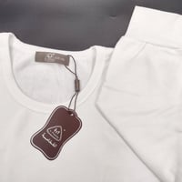 بيجامة الفخامة فرو كم طويل - رجالي أبيض "كريمي"