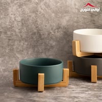 بادية سيراميك بقاعدة خشب رمادي