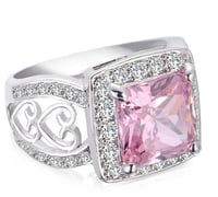 خاتم نسائي مطلي بالفضة ومزين بالزركون الكوبي مقاس...