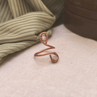 Blue Labrodite x Raw Copper Ring