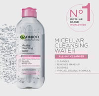 ماء مزيل مكياج ميسيلار غارنييه 400مل + قطن جونسون...