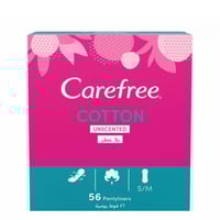 فوط يومية بخلاصة القطن بدون عطر من كير فري 56 فوطة