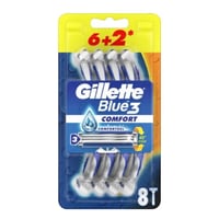 طقم شفرات حلاقة بلو 3 كومفورت من 8 قطع أزرق / فضي