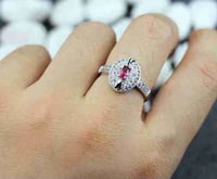 خاتم نسائي مطلي بالفضة ومزين بالزركون مقاس 7.25 أم...