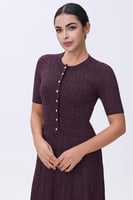 فستان موف استرتش بأزرار أمامية