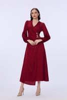 فستان ستان عنابي