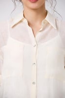 بلوزة كتان ناعم بيج