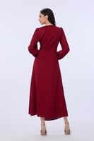 فستان ستان عنابي