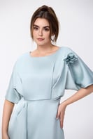 فستان ساتين ازرق سماوي