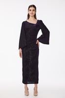 فستان طبع مخمل بنفسجي