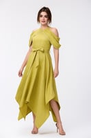 فستان كتان مع لؤلؤ