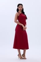 فستان كريب عنابي