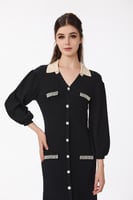 فستان صوف ناعم مع لؤلؤ