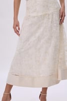 طقم توب وتنورة ميدي باللون السكري