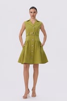 فستان قصه الجاكيت قصير باللون الأخضر الكيوي