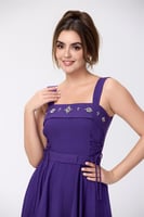 فستان كتان بنفسجي مع كريستال