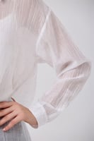 بلوزة شيفون اوف وايت مع كريستال