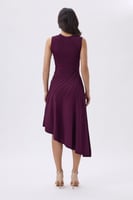 فستان بنفسجي صوف ناعم بقصة غير متماثلة