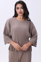 طقم بني فاتح بهدب