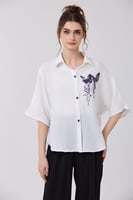 بلوزة كتان اوف وايت