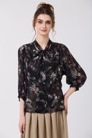 بلوزة شيفون اسود شفاف