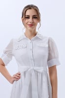 فستان شفاف اوف وايت مع لؤلؤ